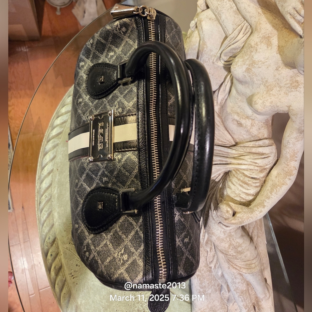 L.A.M.B. Gwen Stefani Small Satchel Silver Black Grey Designer Leather #104 - Picture 3 of 13